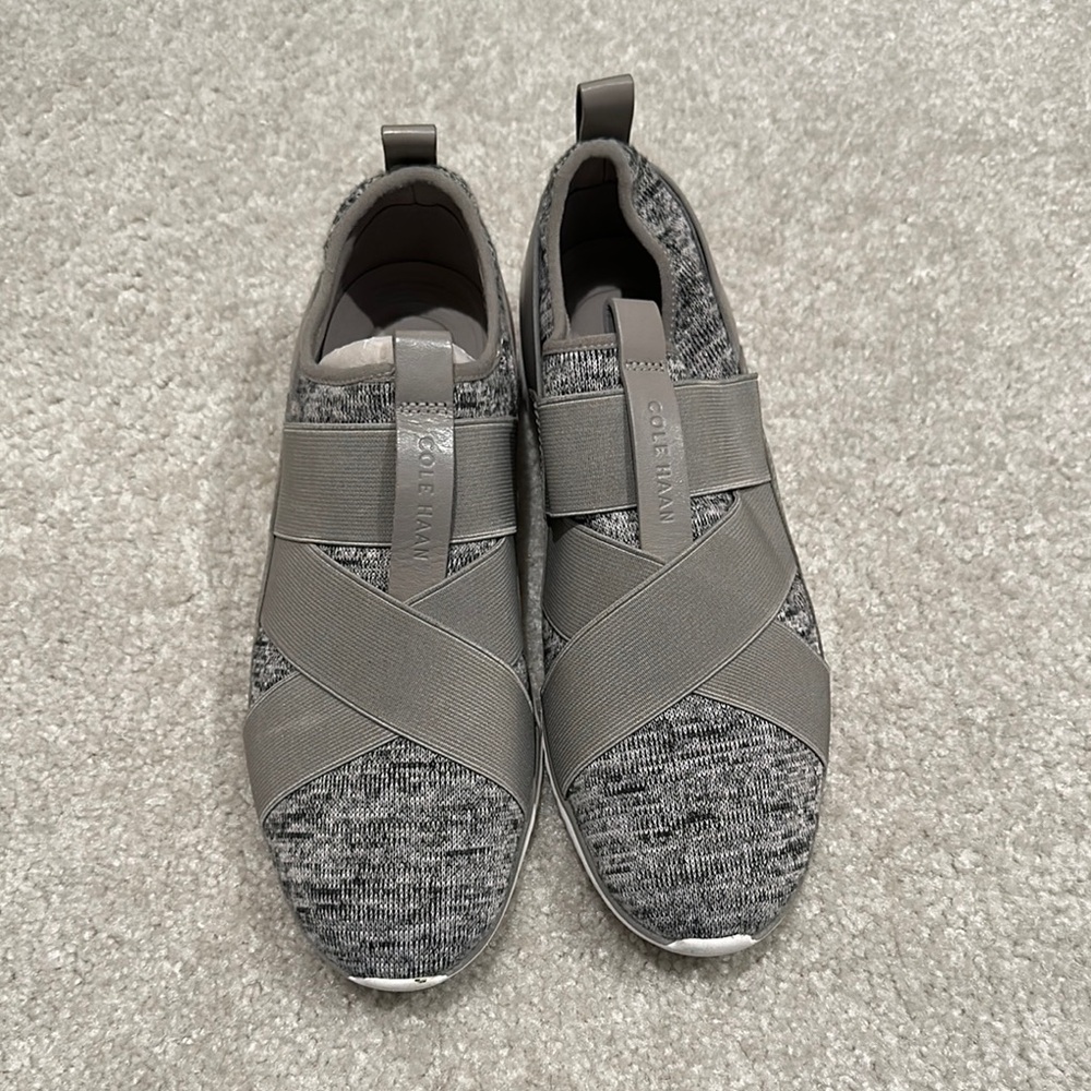Cole Haan Gray Slip-On Sneakers with Knit Upper